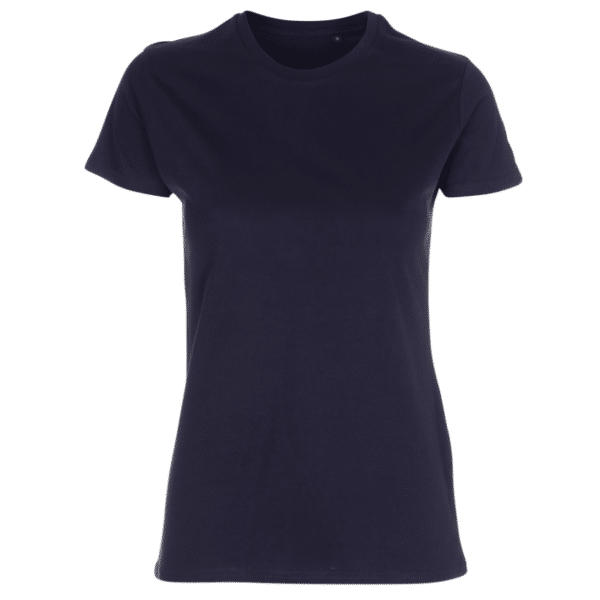 Økologiske Basic formsyet T-shirts med rund hals i navy blå, til kvinder