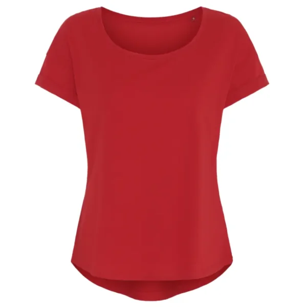 Økologiske Basic. Loose fit T-shirts med rund hals i rød, til kvinder.