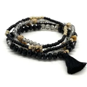 Just D'lux - Armbånd - Sødt sort armbånd med perler