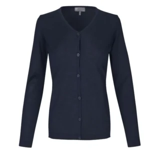 Cardigan med V-hals i merino uld til kvinder, navy blå