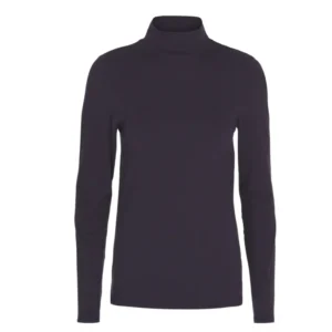 Langærmet T-shirt med Turtle Neck til kvinder – navy blue