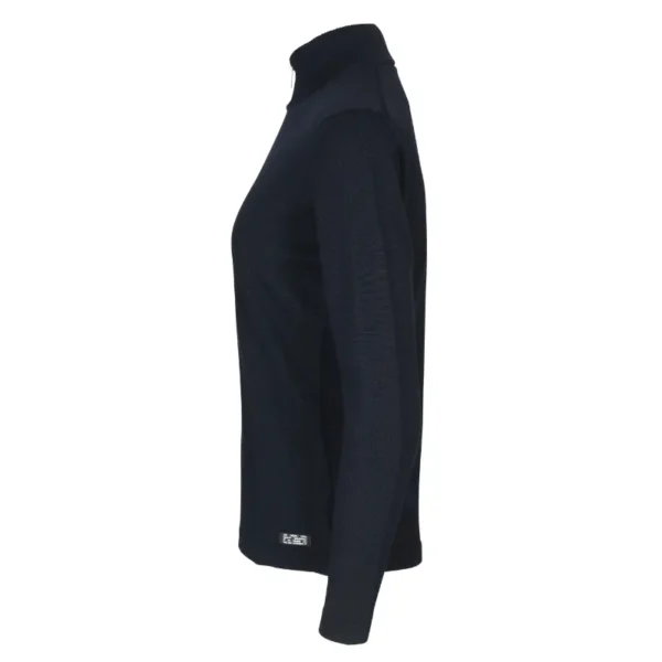 Elegant strikcardigan med lynlås og høj krave, navy blå- bagside