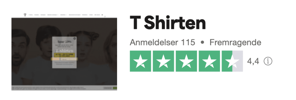 trustpilot - T-Shirten.dk