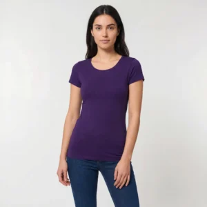 Lang strækbar t-shirt til kvinder, violet