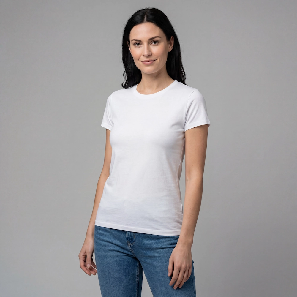Økologiske Basic slim fit T-shirt med rund hals i hvid, til kvinder.