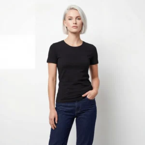 Økologiske Basic slim fit T-shirts med rund hals i sort, til kvinder