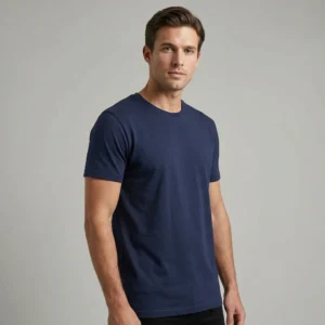 Eksklusive økologiske basic t-shirts med rund hals, navi blå til mænd