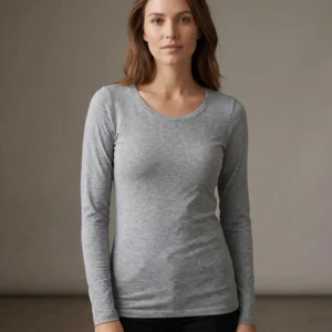 Langærmet økologisk t-shirts til Kvinder. Long Stretch – Oxfort gray