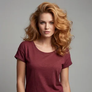 Økologiske Basic. Loos fit T-shirts med rund hals i Burgundy, til kvinder.