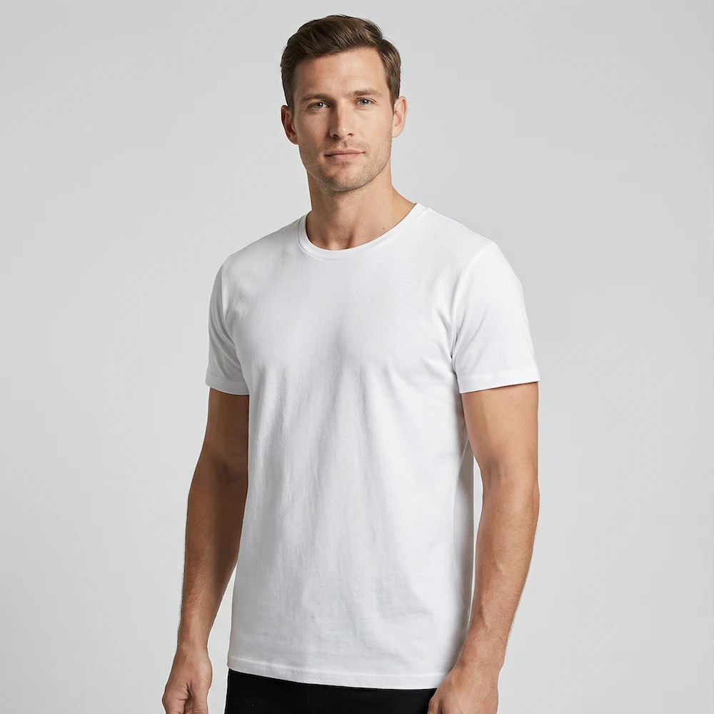 Økologiske basic t-shirts med rund hals i hvid til mænd