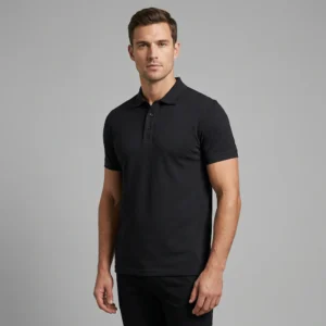 Poloshirt figursyet – Klassisk sort
