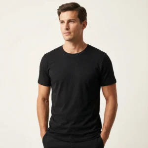 Stilfuld økologiske basic t-shirt med rund hals i sort til mænd