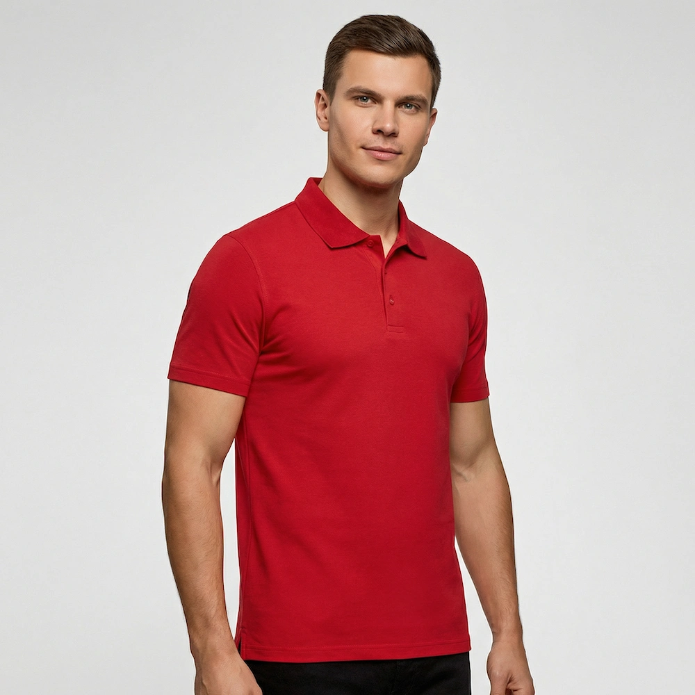 Stretch Poloshirt – Flot rød, økotek til mænd.