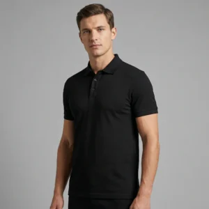 Stretch Poloshirt – Sort, økotek til mænd.