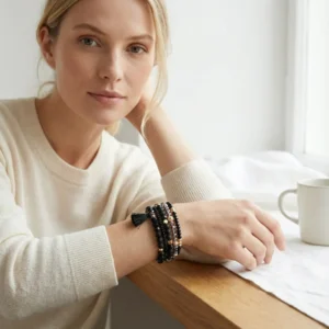 Just D'lux - Armbånd - Sødt sort armbånd med perler