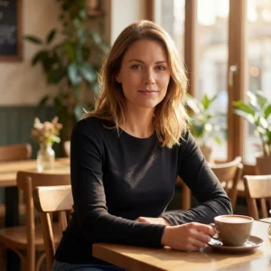 Lækker merino uld striktrøje med Ohals til kvinder. Klassisk sort