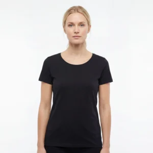 T-shirt rund hals til kvinder, Sort