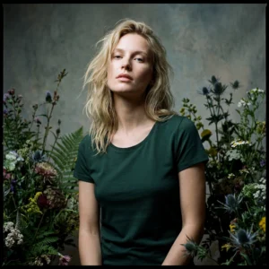 T-shirt rund hals til kvinder, mørkegrøn