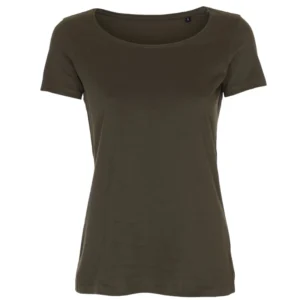 Klassisk T-shirt med rund hals til kvinder, army grøn