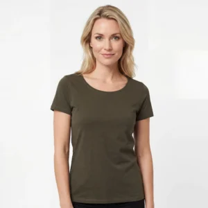 Klassisk T-shirt med rund hals til kvinder, army grøn