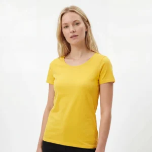 Klassisk T-shirt med rund hals til kvinder, frisk gul