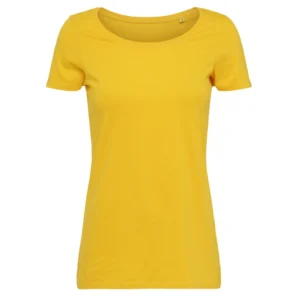 Klassisk T-shirt med rund hals til kvinder, frisk gul