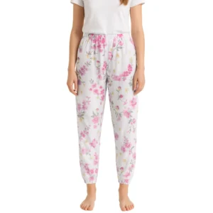 Pyjamas bukser med roas blomster til kvinder