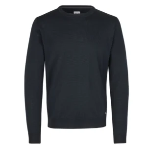SEVEN SEAS, Pullover - Rund hals navy blå, i merino uld til mænd