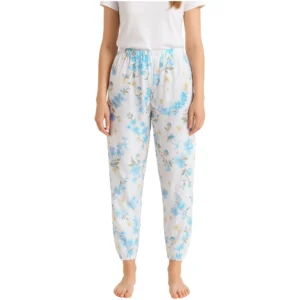 Pyjamas bukser med tyrkis blomster til kvinder