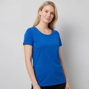 T-shirt rund hals til kvinder, svensk blå