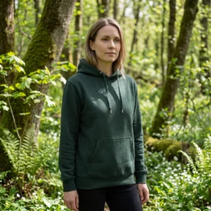 Hoodie i en flot flaske grøn. Til kvinder