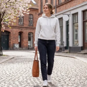 Hoodie i klassisk ash – grå til kvinder