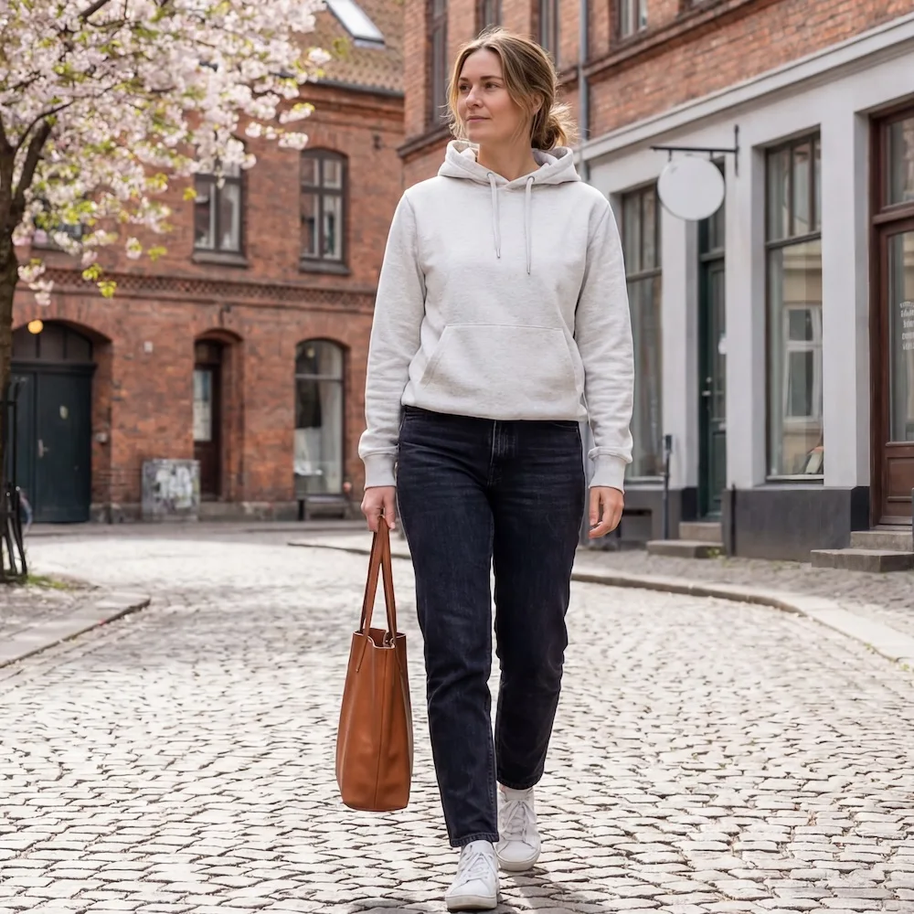Hoodie i klassisk ash – grå til kvinder