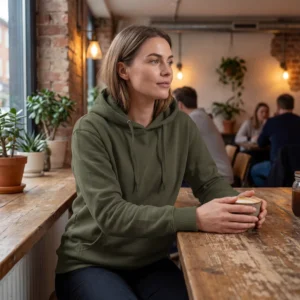 Hoodie ny militær grøn. Til kvinder