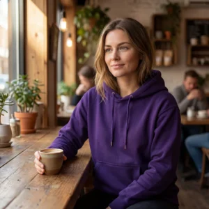 Hoodie i en flot og lækker violet. Til kvinder