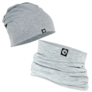 beanie og halsedisse - sæt - i lysegrå