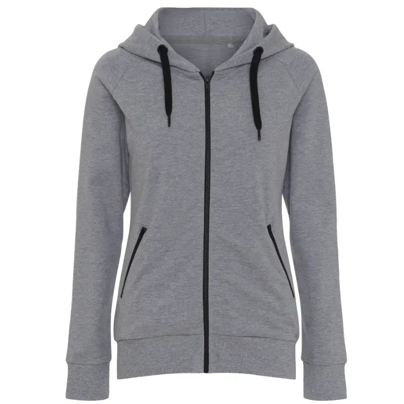 Lady Sport Hooded Zip. Oxford Grey. Økologisk hoodie