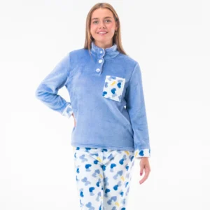 pyjamassæt til kvinder i sød skyblue - forfra