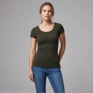 Lang strækbar t-shirt til kvinder, Forest Green