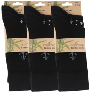 9 par sorte bambus strømper med et anker som mønster