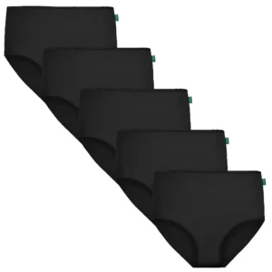 GAUBERT® 5-pak sorte bambus højtaljede Briefs til kvinder