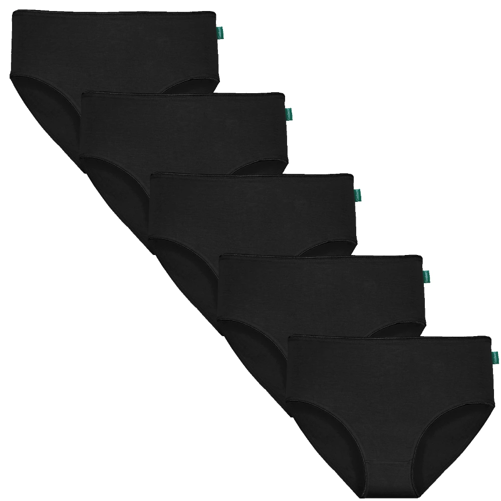 GAUBERT® 5-pak sorte bambus midi trusser til kvinder