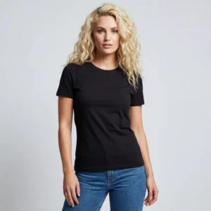 Regular fit, formsyet feminin T-shirt, sort i kraftig kvalitet