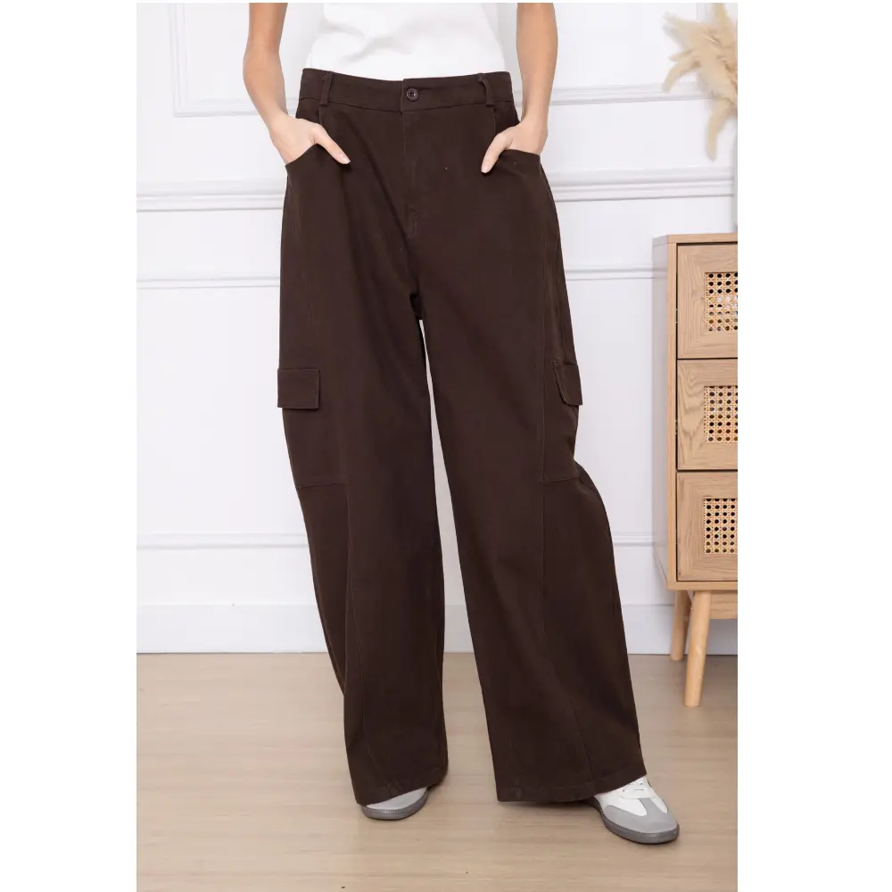 Street Style Cargo Jeans, Dark Brown 1