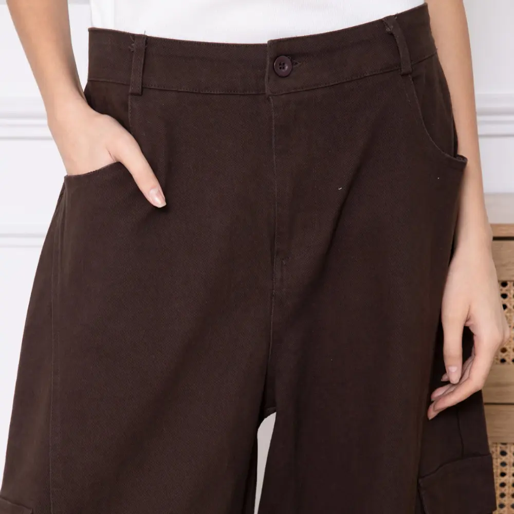 Street Style Cargo Jeans, Dark Brown 1