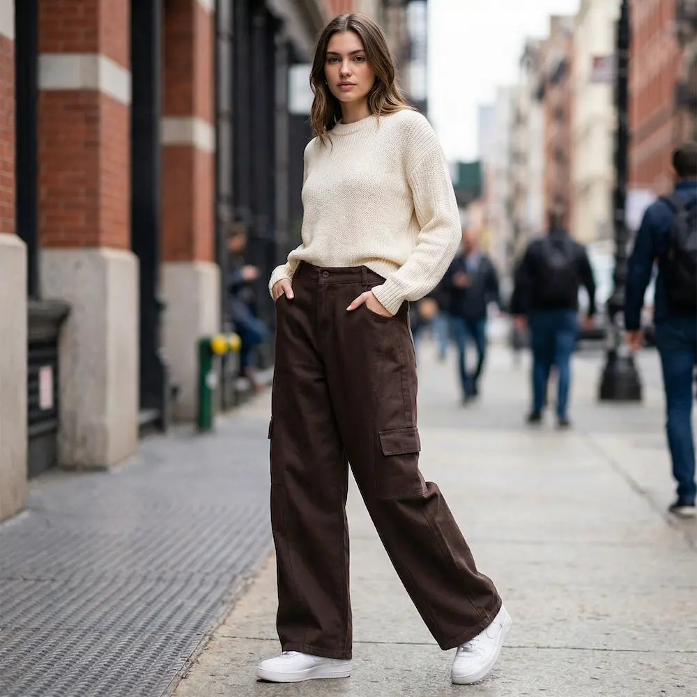 Street Style Cargo Jeans, Dark Brown