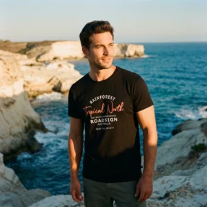 T-shirt, sort med print fra Roadsign.