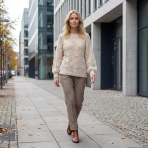 Whimsical Wool og Mohair Sweater, Beige