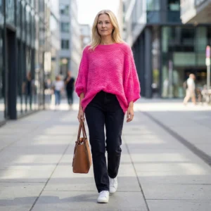 Whimsical Wool og Mohair Sweater, fuchsia