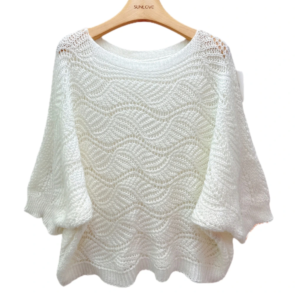 Whimsical Wool og Mohair Sweater, klassisk hvid